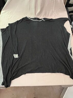 Romeo & Juliet Couture Charcoal Knit Top with Light Gray Trim